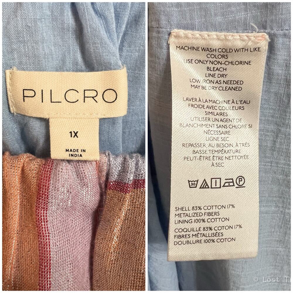 Anthropologie | Pilcro Metallic Colorful Plaid Tent Maxi Dress Plus Size 1X - Picture 10 of 11